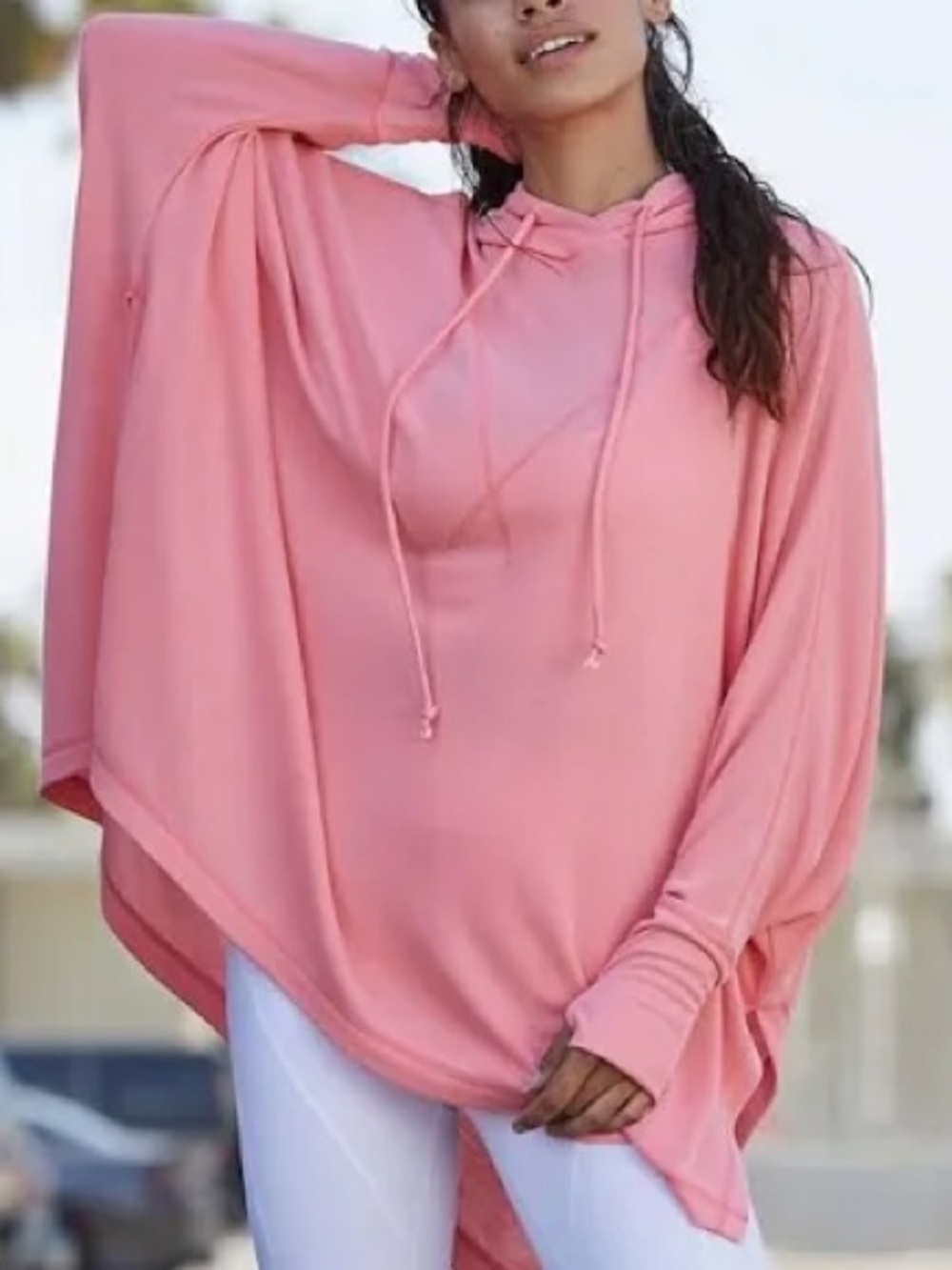 Free People Movement Poncho Swinging It Hoodie Drawstring